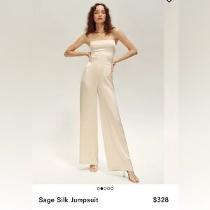 Reformation Sage Silk Jumpsuit